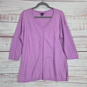 Talbots Lilac V-Neck Sweater L Lightweight Soft Cotton Top Cozy Casual Office